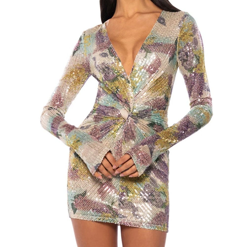 AKIRA EVELYN RETRO SEQUIN MINI DRESS